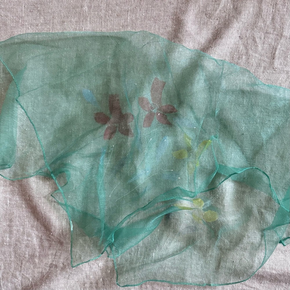 vintage chiffon scarf lot orange & green - Picture 7 of 11